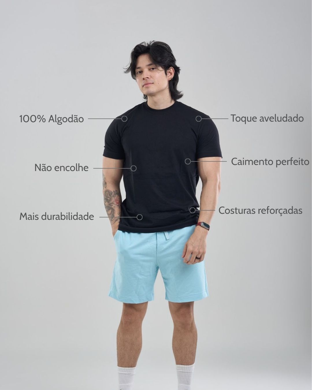 Camiseta Básica Essencial - Algodão Confort Jet
